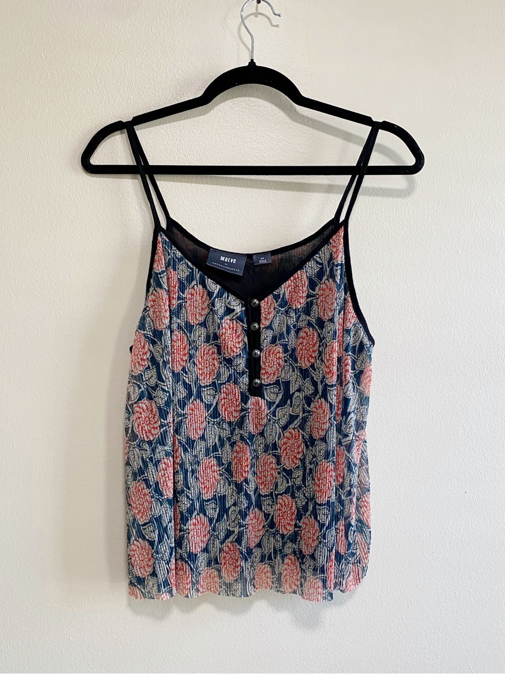 Maeve Anthropologie Tati Textured Shimmer Floral Tank Top Size Small